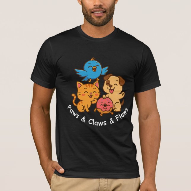 Paws & Claws & Flaws – Cute Animal Trio T-Shirt (Vorderseite)