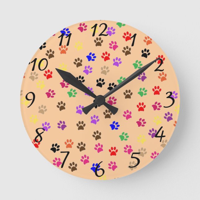 Paws Clock Runde Wanduhr (Vorderseite)