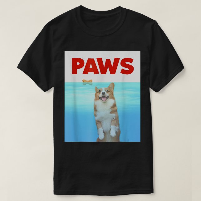 Paws Dog Parody 80er Corgi Shark Funny Dog Geschen T-Shirt (Design vorne)