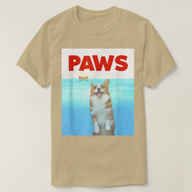 Paws Dog Parody 80er Corgi Shark Funny Dog Geschen T-Shirt (Design vorne)