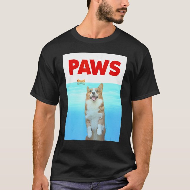 Paws Dog Parody 80s Corgi Shark  Dog T-Shirt (Vorderseite)