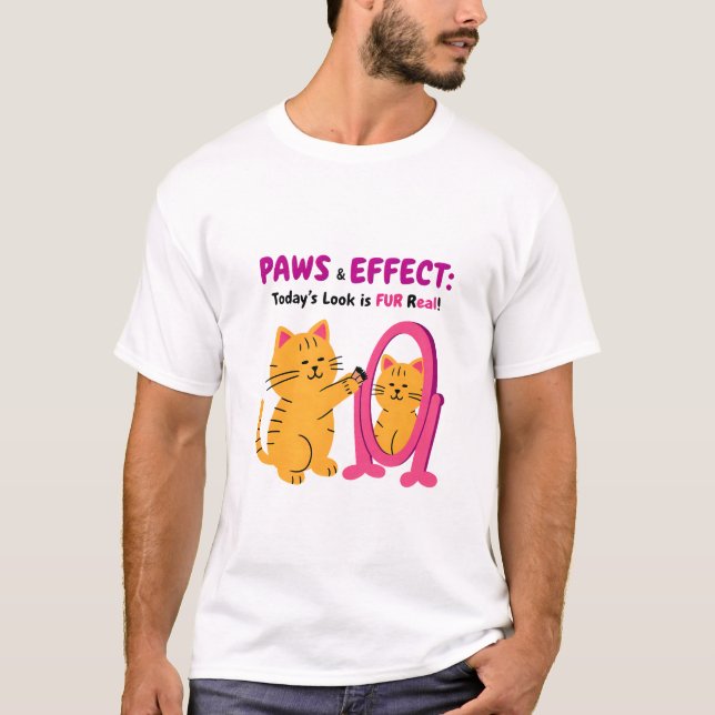 Paws & Effect T - Shirt - Trendy Cat Doing Makeup  (Vorderseite)
