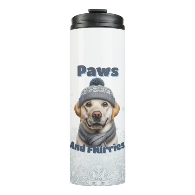 Paws & Flurries - Winterhundedesign Thermosbecher (Vorderseite)