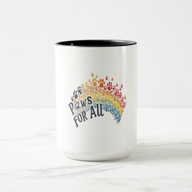Paws for All – Rainbow Paw Print Unity  Tasse (Zentrum)