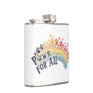 Paws for All – Regenbogen-Pfotenabdruck-Einheit Flachmann