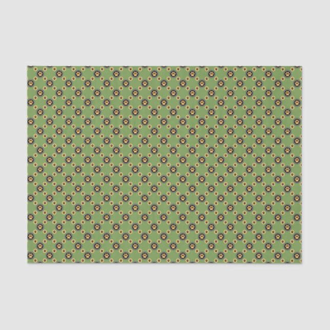 Paws-for-Giving Gift Wrap - Senf/Multi Seidenpapier (Vorderseite)