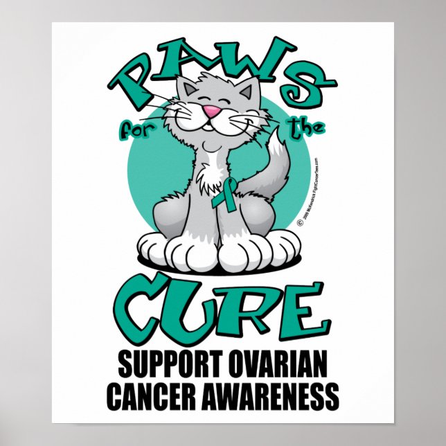Paws for the Cure Cat Ovarian Cancer Poster (Vorne)