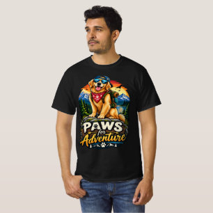 Paws für Abenteuer Golden Retriever Wanderhund T-Shirt