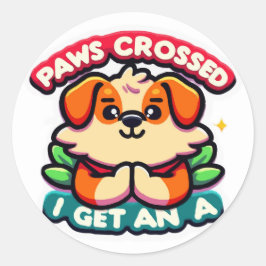 Paws für eine A überquert: Niedlicher Hund zurück  Runder Aufkleber