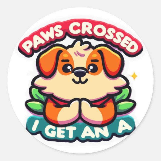 Paws für eine A überquert: Niedlicher Hund zurück  Runder Aufkleber (Vorderseite)