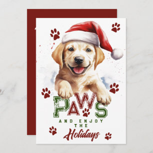 Paws Genießen Sie Urlaub Labrador Weihnachtsmannmü Feiertagskarte