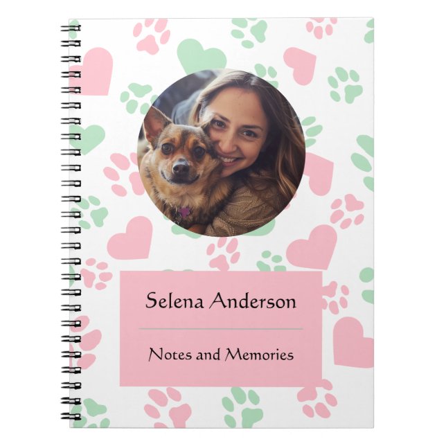 Paws & Hearts: Personalisiertes Notebook Notizblock (Vorderseite)