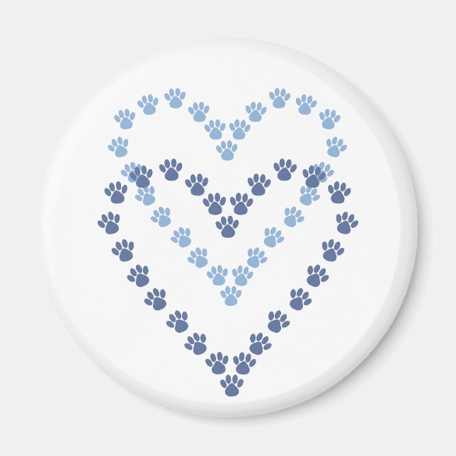 Paws Here Heart Shaped Paw Prints Magnet (Vorne)