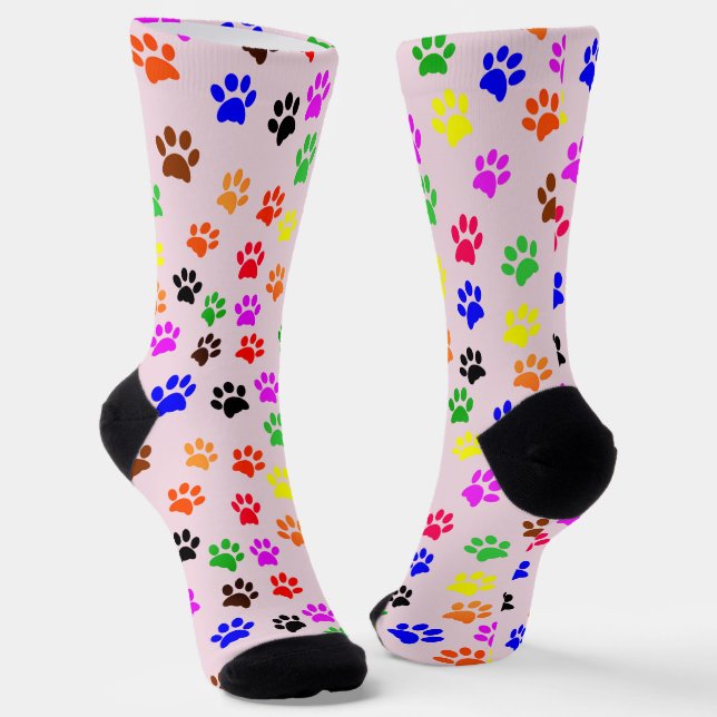 Paws Hund Lover Katze Mama Pet Girl Pink Socken (Gewinkelt)