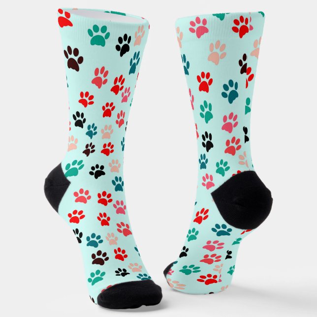 Paws Hund Lover Katze Mama Pet Pastellblau Socken (Gewinkelt)