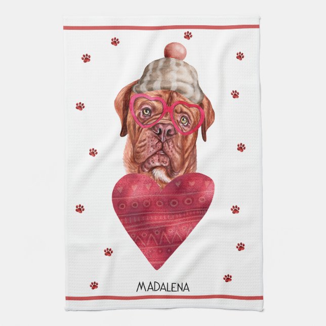 Paws Hund Lover Valentine Geschenk Französisch Mas Geschirrtuch (Vertikal)