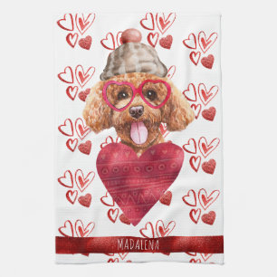 Paws Hund Lover Valentine Geschenk Poodle Geschirrtuch