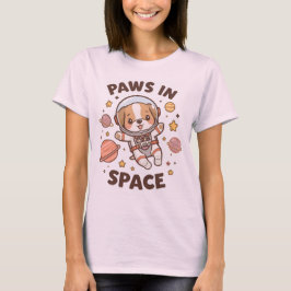 Paws in Space Funny Astronaut Cat T-Shirt – Cool