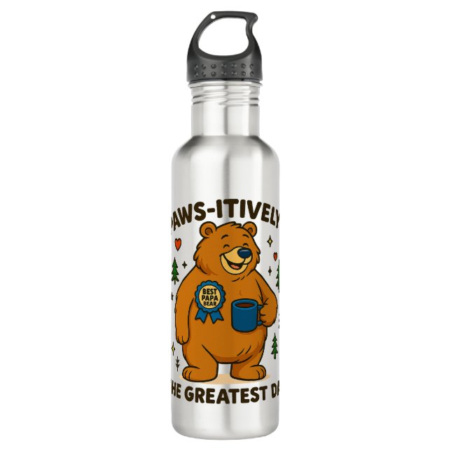 Paws-itiv der Beste Vater-Bär Edelstahlflasche (Vorderseite)