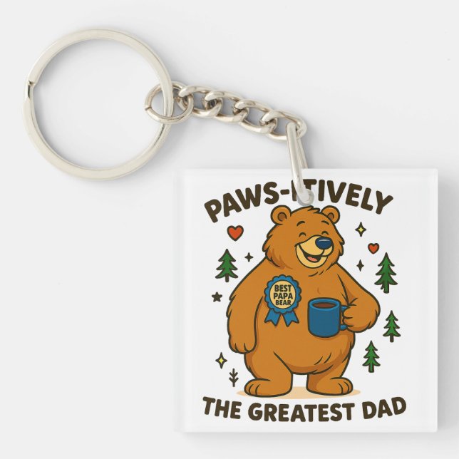 Paws-itiv der Beste Vater-Bär Schlüsselanhänger (Vorderseite)
