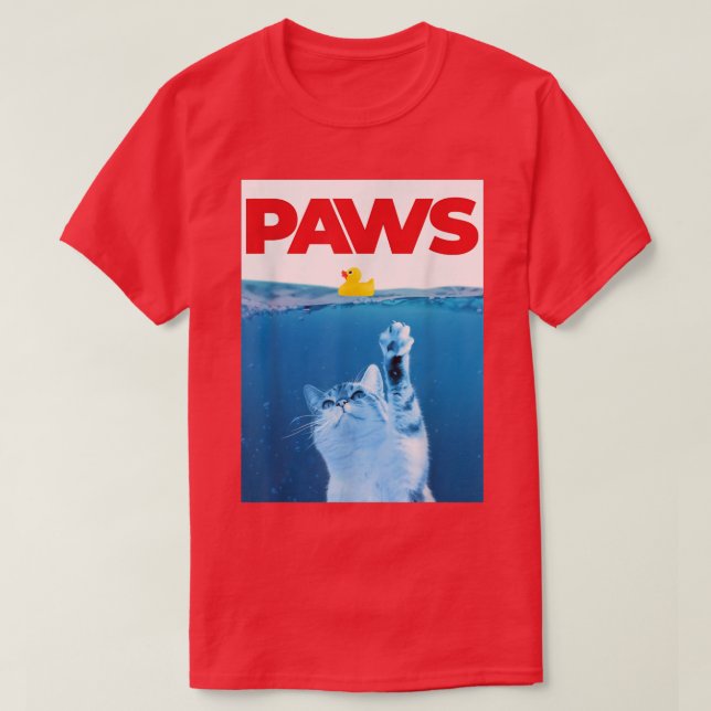 PAWS Katze und Gelber Gummiente Niedliche Kätzchen T-Shirt (Design vorne)
