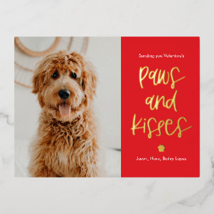 Paws Kisses Foil Valentine's Day Postcard Folien Feiertagspostkarte