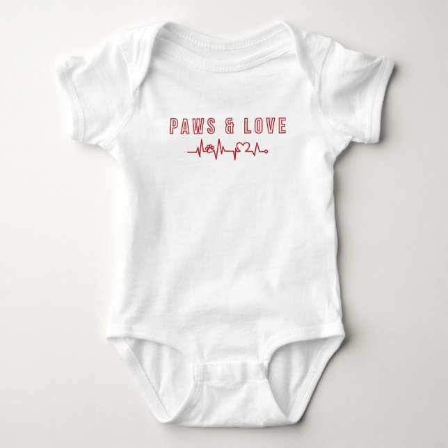 Paws & Liebe Niedliches Haustier Lover Typografie  Baby Strampler (Vorderseite)