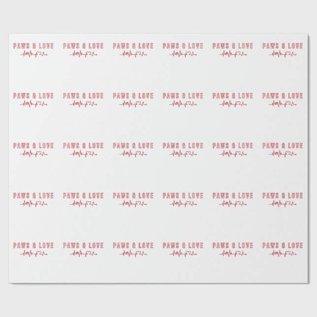 Paws & Liebe Niedliches Haustier Lover Typografie  Geschenkpapier (Flach)