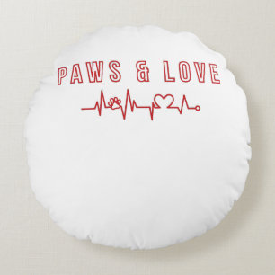Paws & Liebe Niedliches Haustier Lover Typografie  Rundes Kissen