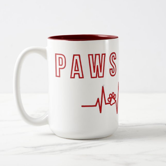 Paws & Liebe Niedliches Haustier Lover Typografie  Zweifarbige Tasse (Links)