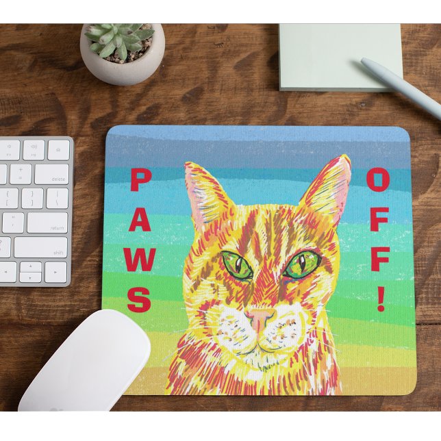 Paws Off Ginger Kätzchen Tabby Mousepad (Von Creator hochgeladen)