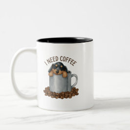 Paws off my coffee-Sleepy pup Edition Zweifarbige Tasse