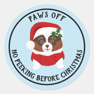 Paws Off No Peeking vor Weihnachtsaufklebern Runder Aufkleber
