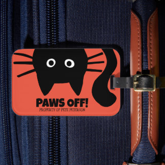 Paws Off Peeking Black Cat Ihrem Text-Individuelle Gepäckanhänger