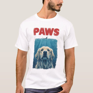 PAWS Parodie-Hai-Film-Hund Lustiger Ozean-Hund T-Shirt