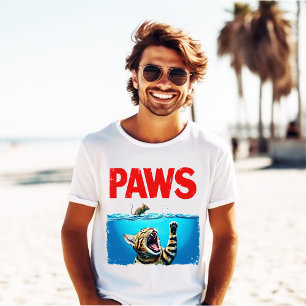 Paws Parodie Katze Maus Humorvolle Katze jagt Maus T-Shirt