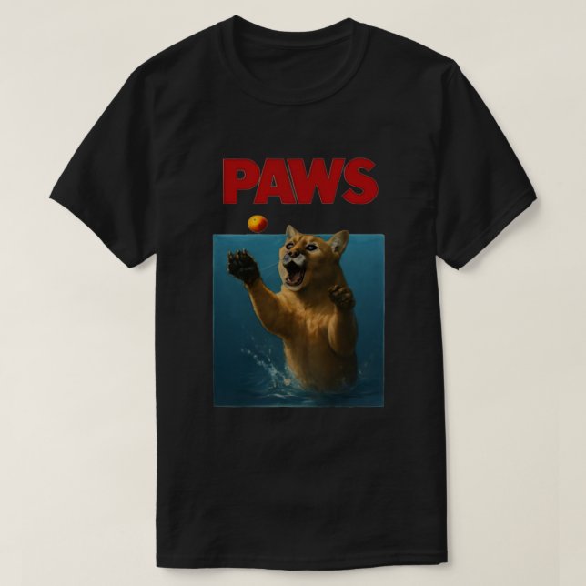 Paws Parody Black CougarChasing Cute Scared Mouse  T-Shirt (Design vorne)