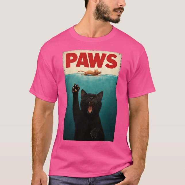 PAWS Parody Cat Mouse Humore Cat Chasing Maus T-Shirt (Vorderseite)