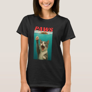 PAWS Parody Cat Mouse Humorous Cat Chasing Mouse K T-Shirt