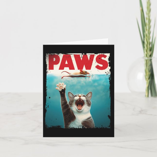 Paws Parody Cat Mouse Humous Cat Chasing Mouse K Karte (Vorderseite)