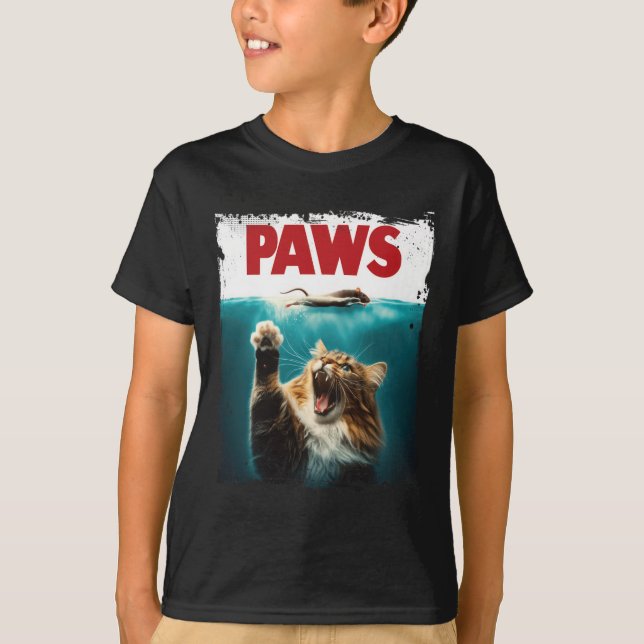 Paws Parody Cat Mouse Humous Cat Chasing Mouse K T-Shirt (Vorderseite)