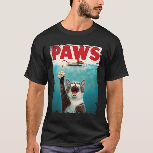 Paws Parody Cat Mouse Humous Cat Chasing Mouse K T-Shirt (Vorderseite)