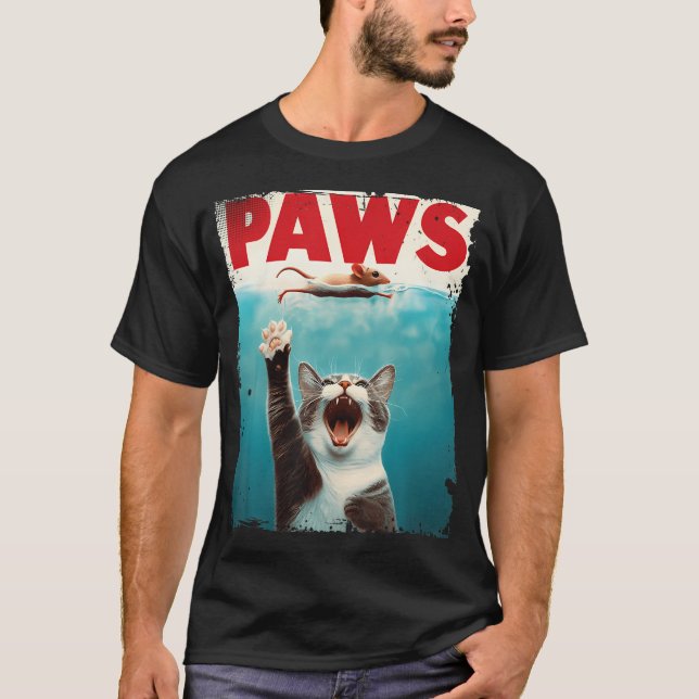 Paws Parody Cat Mouse Humous Cat Chasing Mouse K T-Shirt (Vorderseite)