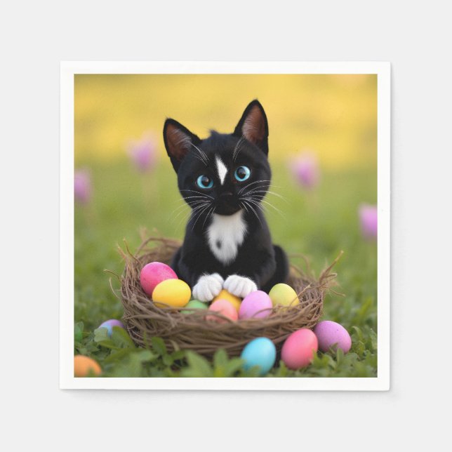 Paws, Pastelle & Purrs: Felinis Osternest Serviette (Vorderseite)