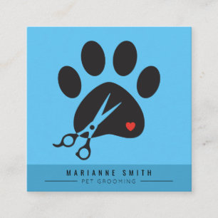 Paws Pet Groomo Salon Square Business Card Quadratische Visitenkarte