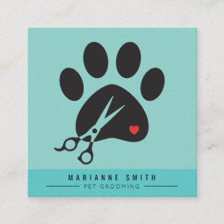 Paws Pet Groomon Salon Quadratische Visitenkarte