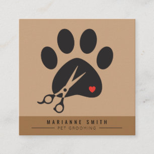 Paws Pet Groomon Salon Quadratische Visitenkarte
