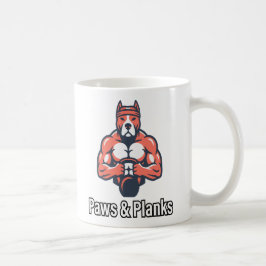 Paws & Planks Muskelhund-Fitness-Poster Kaffeetasse