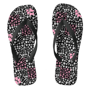 Paws Printmuster NS 01b. Black BG Flip Flops