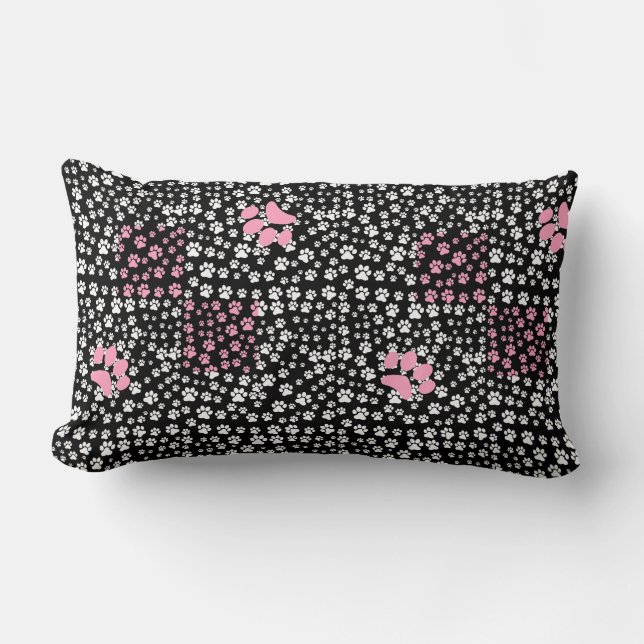 Paws Printmuster NS 01b. Black BG Lendenkissen (Vorderseite)